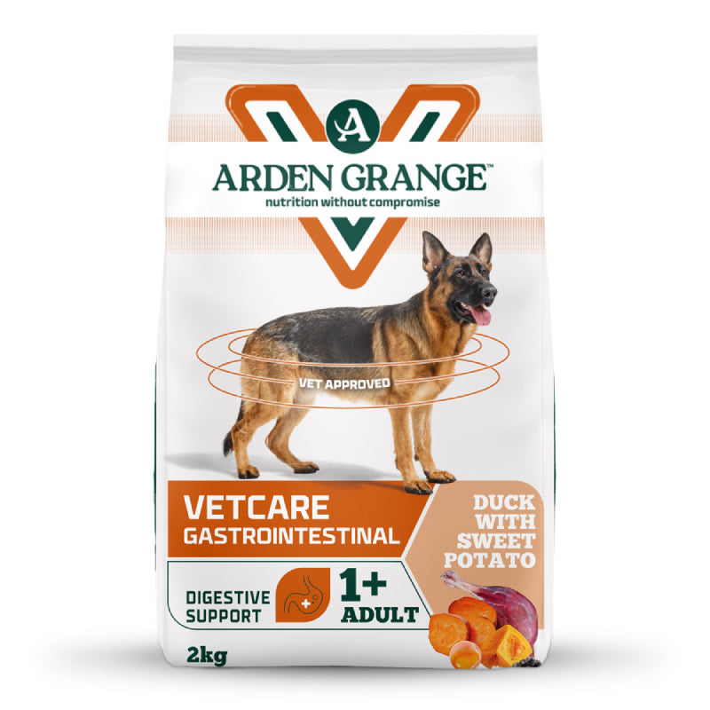 Arden Grange VetCare Gastrointestinal Dog Dry Food, grain free, duck & sweet potato, 2kg.