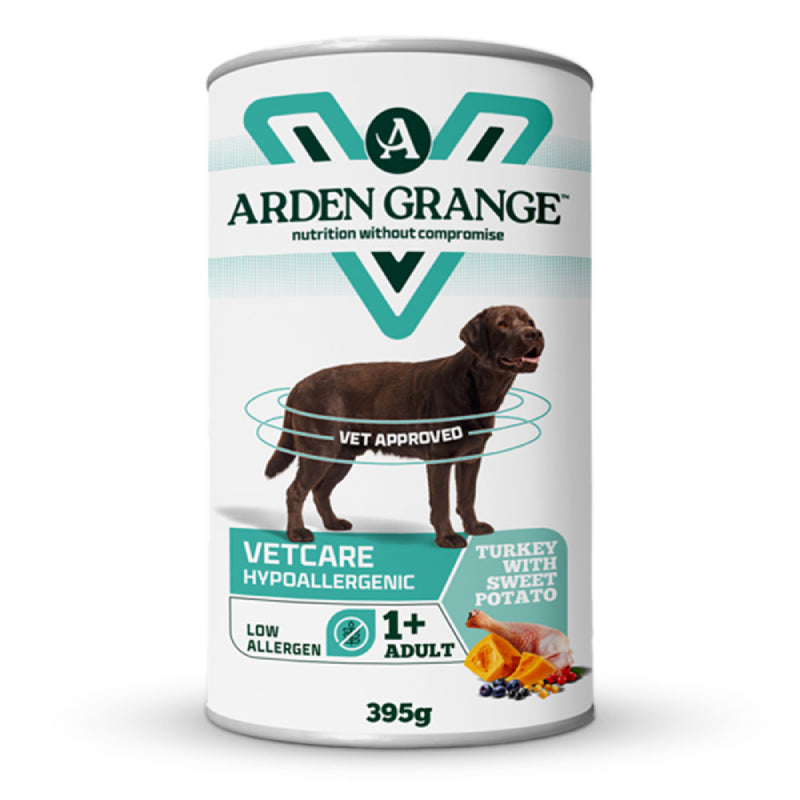 Arden Grange VetCare Hypoallergenic Dog Can 395g, grain free wet food.