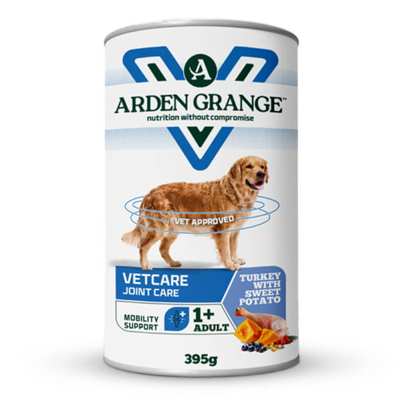 Arden Grange VetCare Joint Care Dog Can 395g, grain free wet food with turkey & sweet potato.