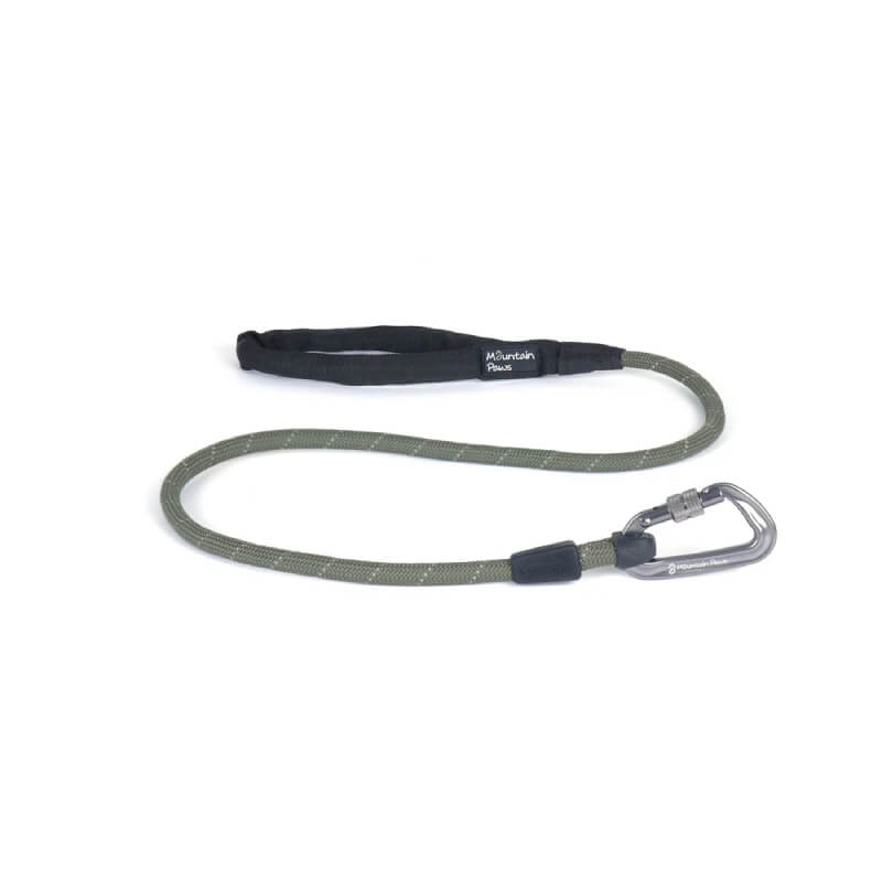 Mountain Paws Rope Dog Lead—reflective, with handle and metal carabiner, by Mountain Paws.