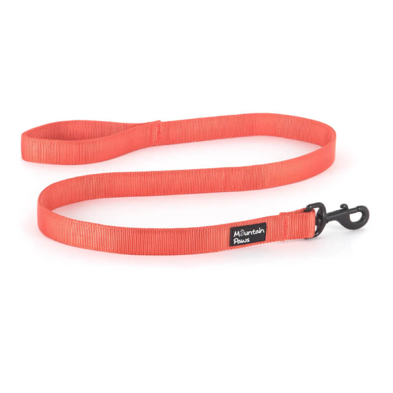 Mountain Paws Extra Tough Dog Lead in bright red, chew resistant with black metal clip.