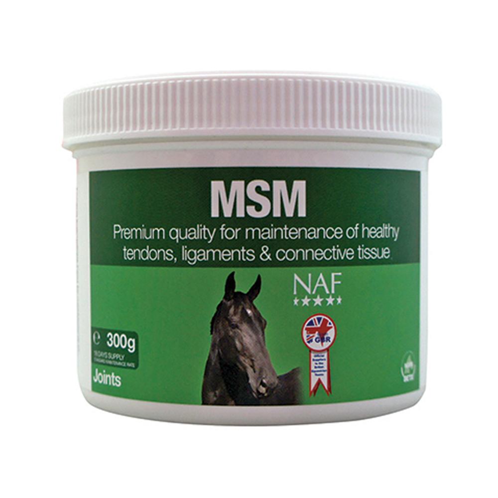 NAF MSM tub for horses, supports joint health.