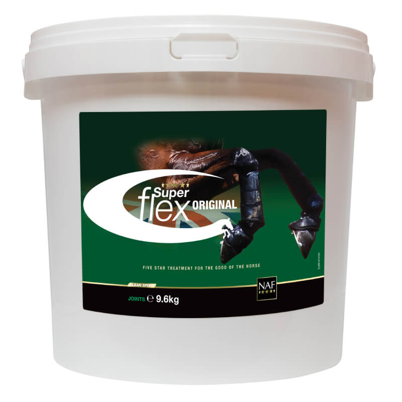 NAF Five Star Superflex Joint Supplement, 9.6kg tub for equine joint care.