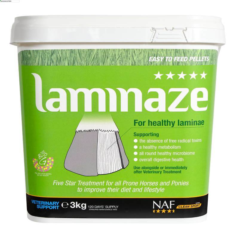 NAF Five Star Laminaze Pellets support hoof and digestive health for horses’ healthy laminae.