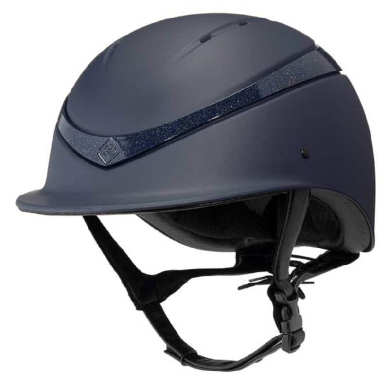 Charles Owen This Esme Luna Midnight Blue: helmet with chin strap, glitter stripe, 360° vents.