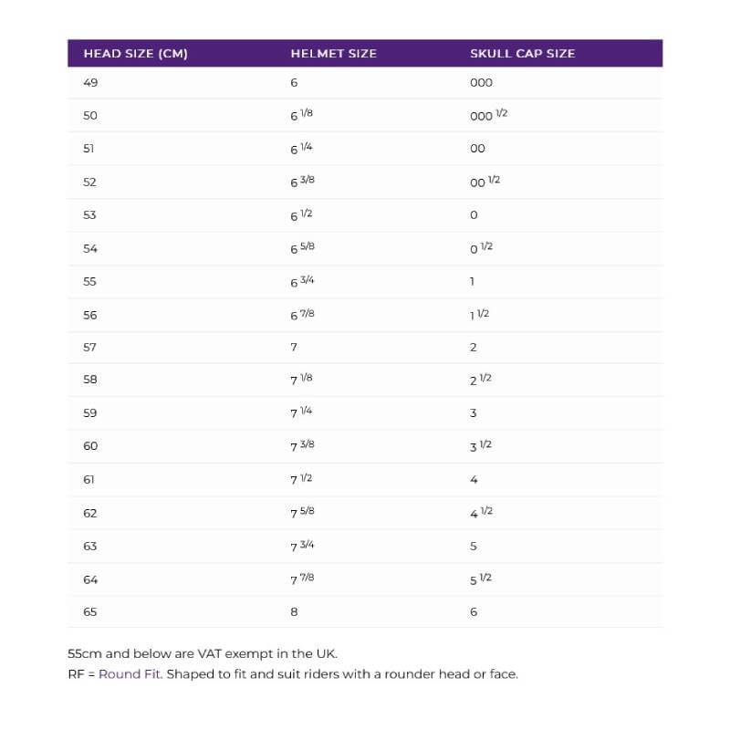 Charles Owen YR8 helmet sizing chart: find your ideal fit for equestrian safety.