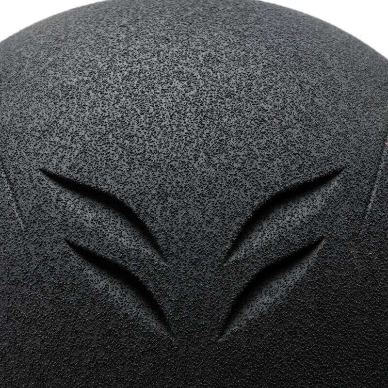 Textured black EQX by Charles Owen Phoenix Jockey Skull with three angular grooves, lightweight fit.