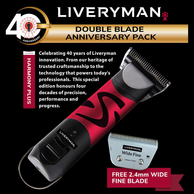 Liveryman Harmony Plus 40th Anniv Pack with Wide Fine Blade 2.4mm double blade included.
