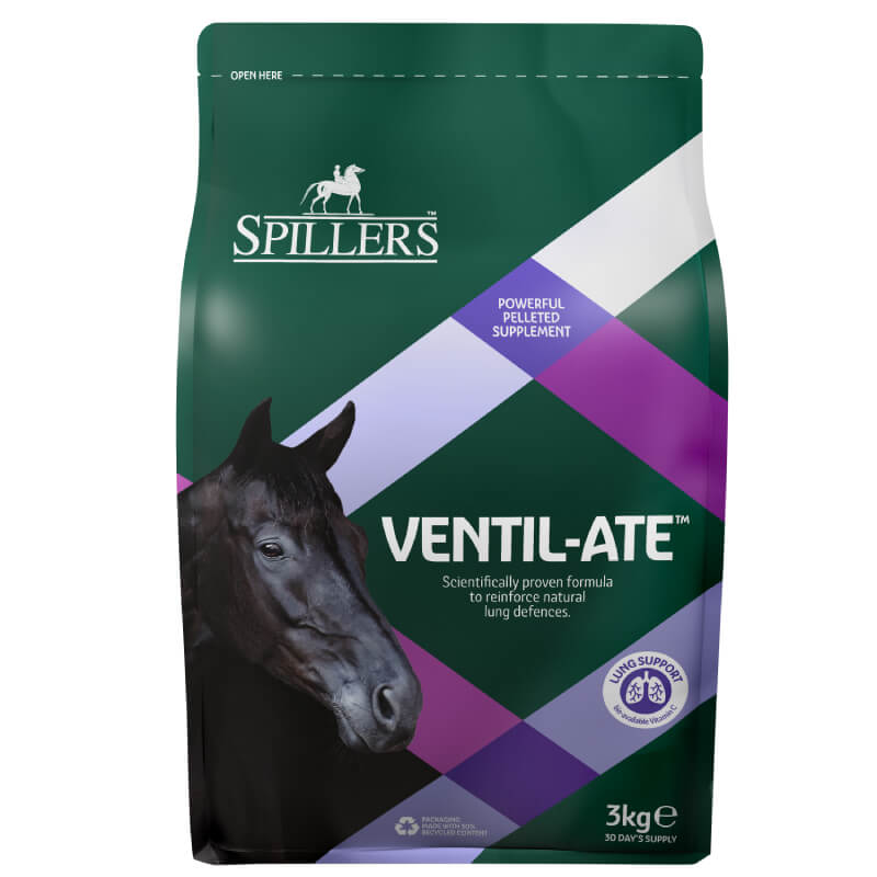 Spillers Ventil-Ate Supplement 3kg supports your horse's lungs and respiratory health.