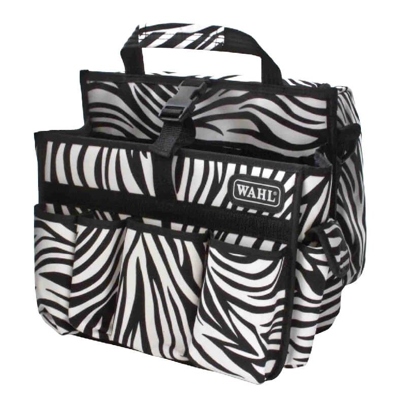 Wahl Tool Carry - Zebra Print bag with multiple exterior pockets for animal groomers.
