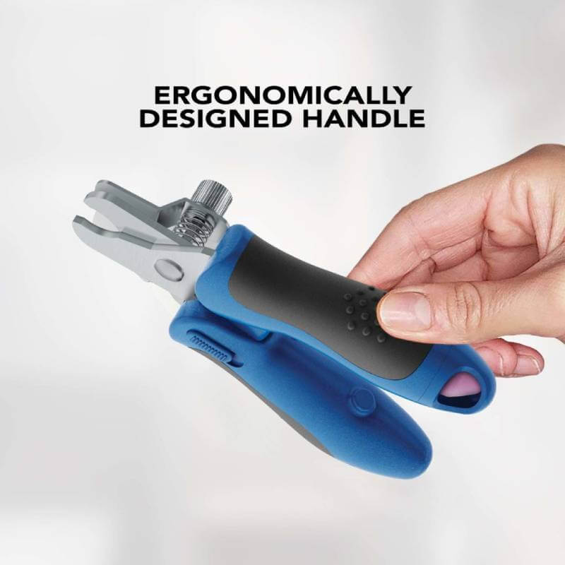 Hand holding Wahl E-Z Nail Pet Clipper Nail & File with ergonomic handle.