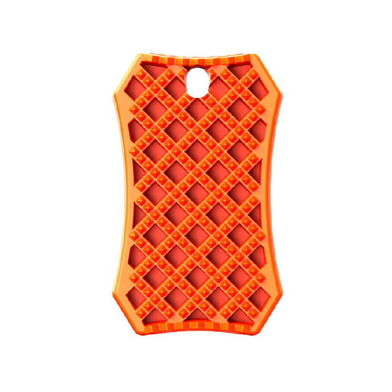 Wahl Brush Sheddy Orange Rubber dog brush with waffle pattern and top-center hole.