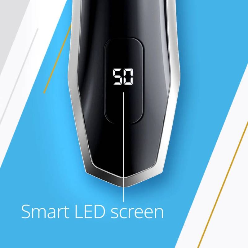 Wahl Smart Clip Pet Clipper Kit shows 50 on LED screen, with 'Smart LED screen' text below.