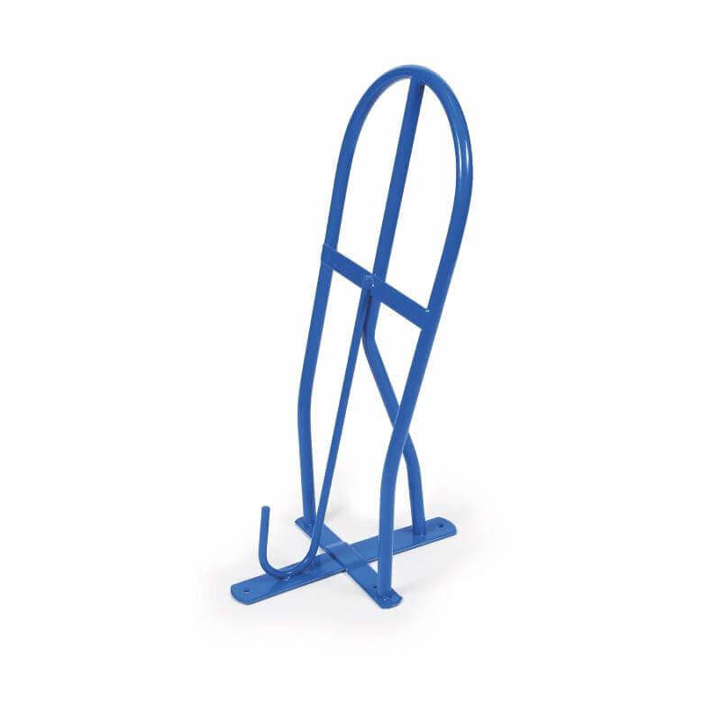 Shires Ezi Saddle Rack: A vertical, plastic-coated steel rack for holding one bike by Shires.