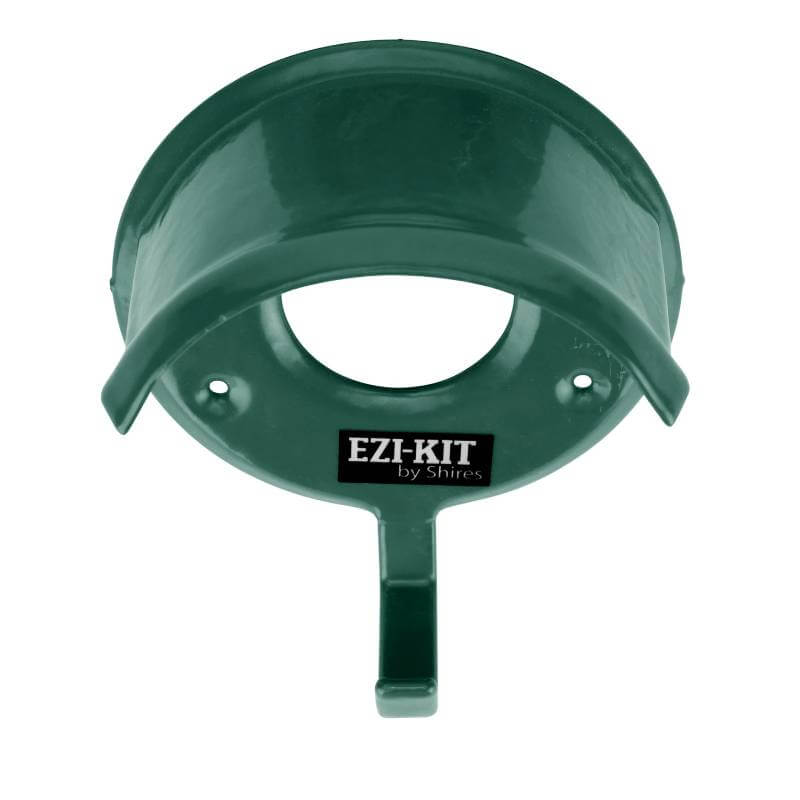 Shires Ezi Bridle Rack—green, plastic coated, wall-mounted with hook.