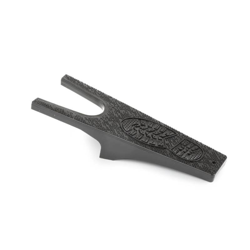 Shires Plastic Boot Jack: black plastic with textured grip and U-shaped notch for easy boot removal.