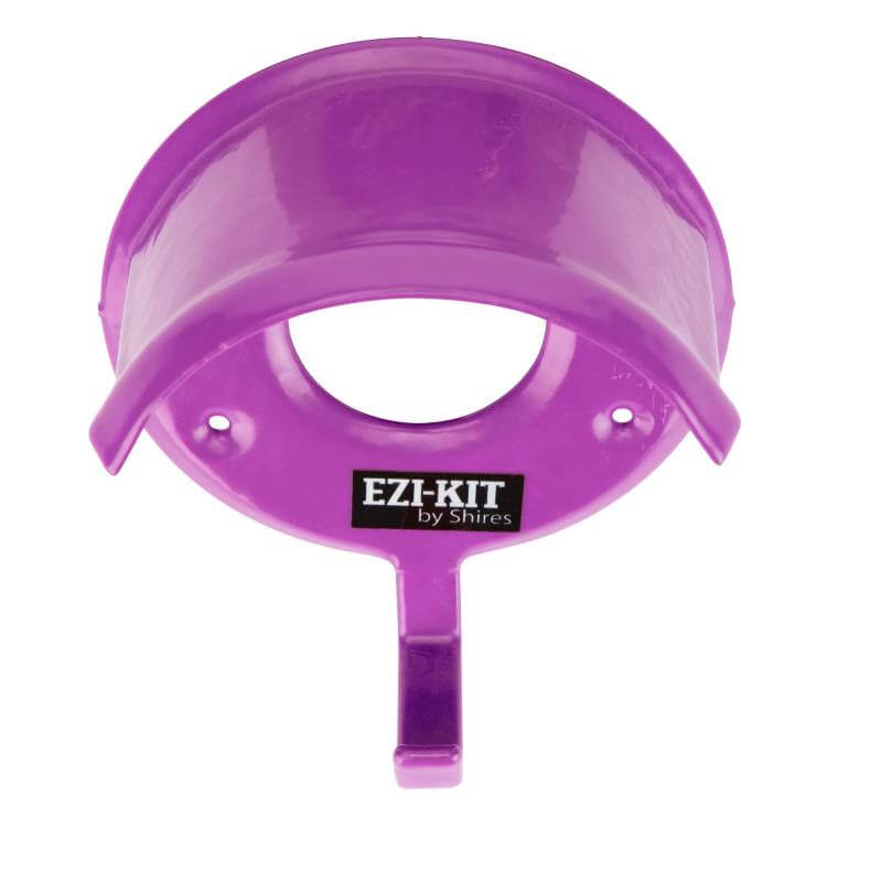 Shires Ezi Bridle Rack—a purple, plastic-coated rack with the Shires brand label.