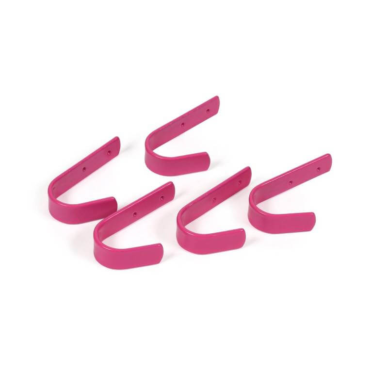 Shires Stable Hooks set of 5 in pink, displayed in two rows on a white background.