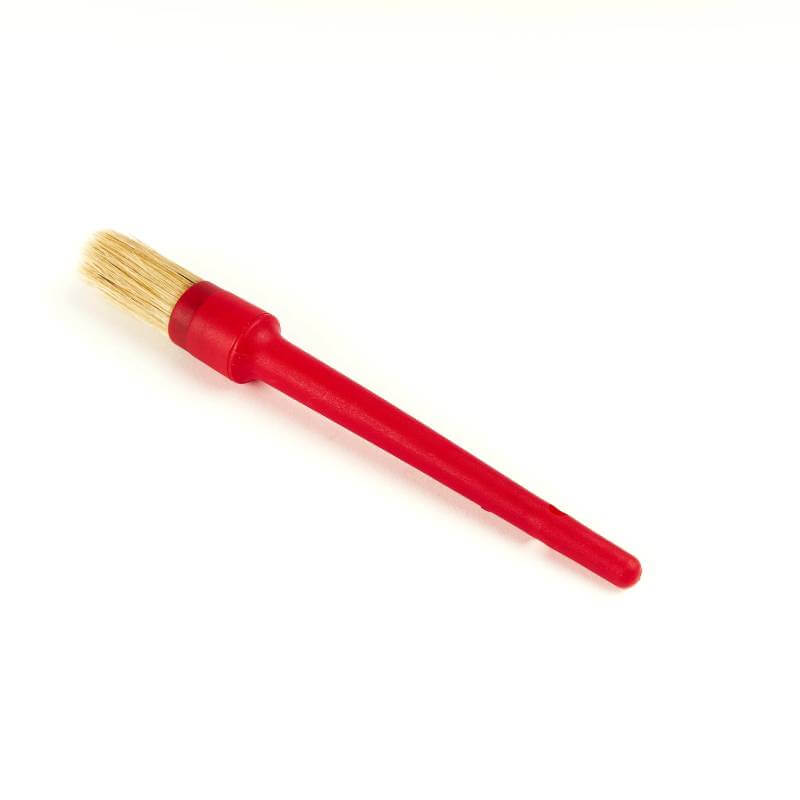 Shires Ezi-Groom Plastic Hoof Oil Brush Red with light bristles on a white background.