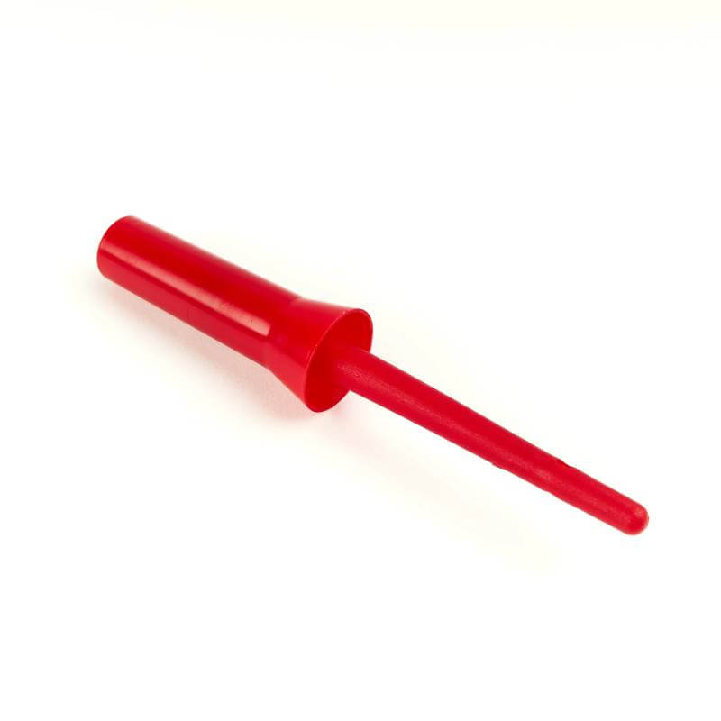 Ezi-Groom Shires red plastic hoof oil brush with handle and tapered tip on white background.