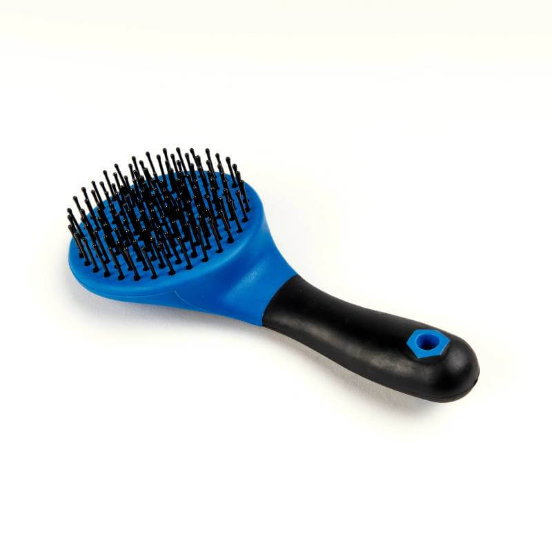 Ezi-Groom Shires Ezi Groom Grip Mane & Tail Brush Bright Blue with ball-tipped bristles.