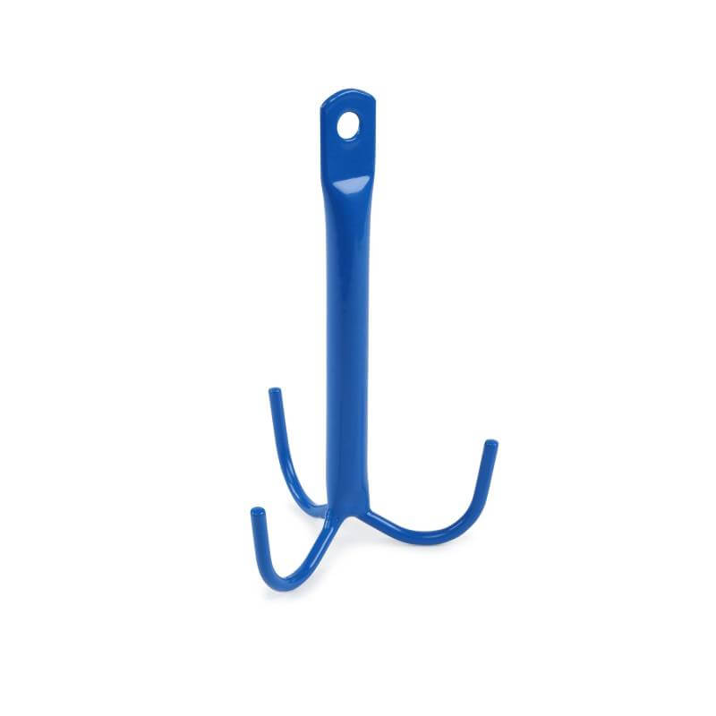 Shires EZI Cleaning Hook: blue, 3-pronged with top hole for hanging bridles.