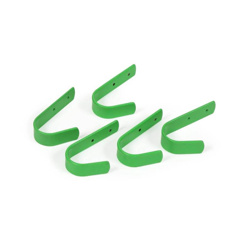 Shires Stable Hooks (set of 5) in green metal—ideal for organizing any space.