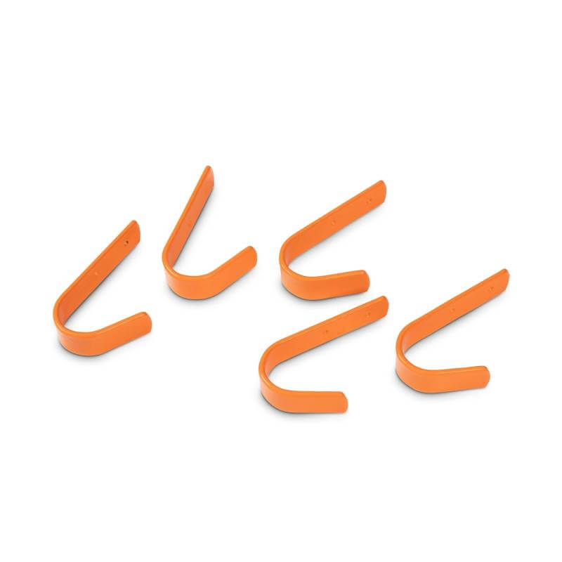 Set of 5 Shires Stable Hooks by Shires, orange, displayed on a white background.