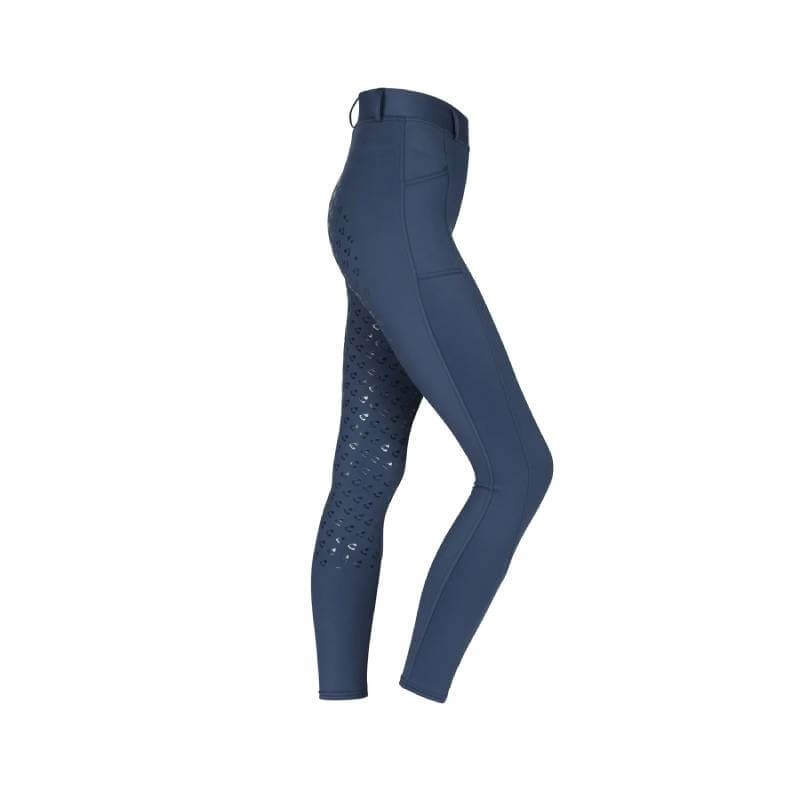 Aubrion Albany Riding Tights Navy with silicone grip and phone pocket, on white background.