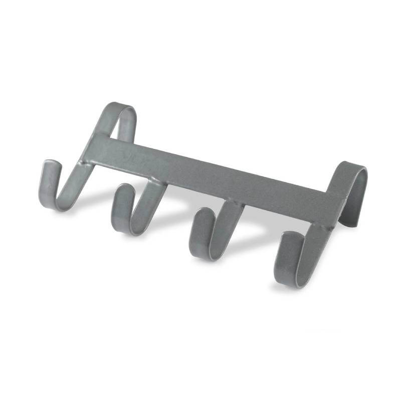 Shires Ezi Handy Hanger: gray metal with five curved hooks for hanging items.