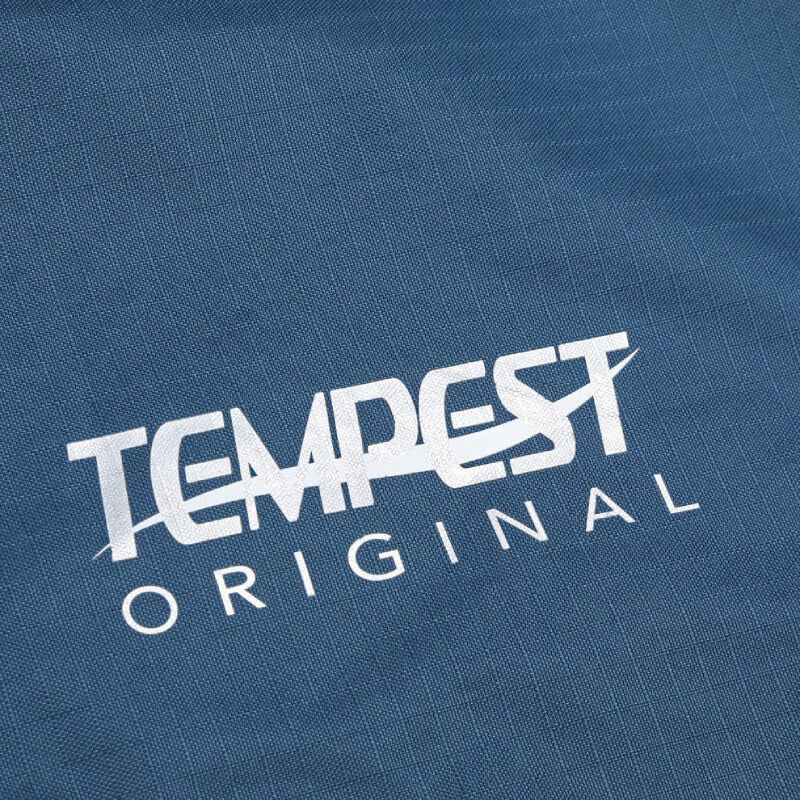 Teal Shires Tempest Original Lite turnout rug with white TEMPTEST ORIGINAL text printed on it.