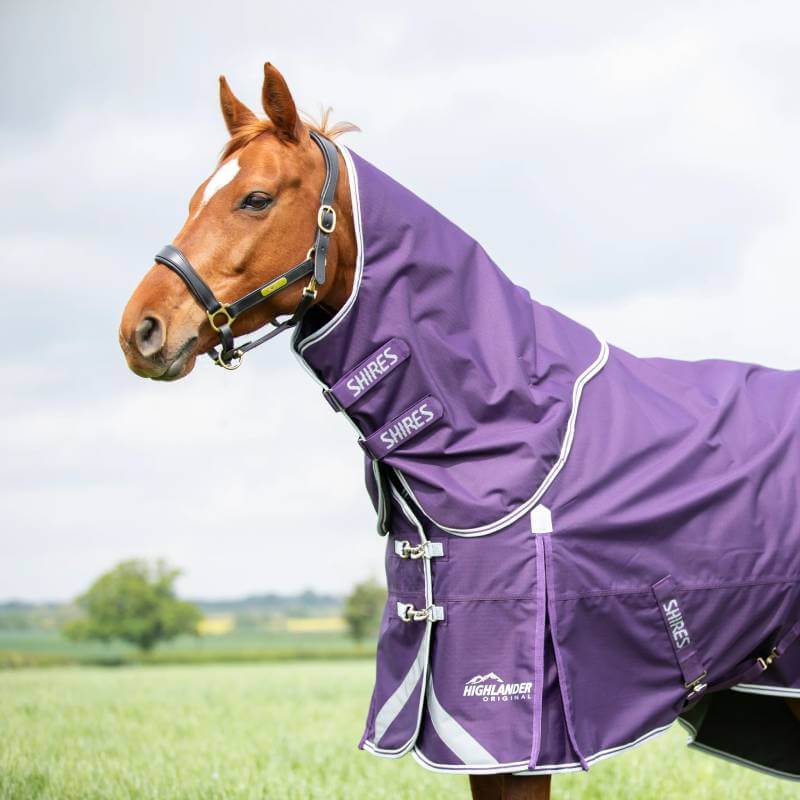 Shires Highlander Original Light Weight 100g Detach a Neck Turnout Rug Plum