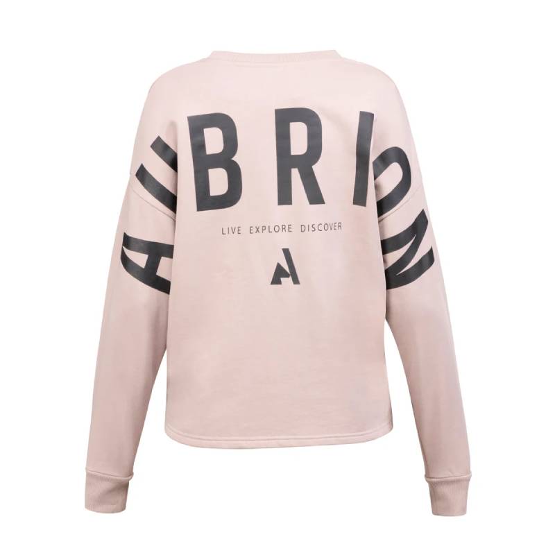 Aubrion React Sweatshirt YR Sand in cotton French terry with small left chest logo.
