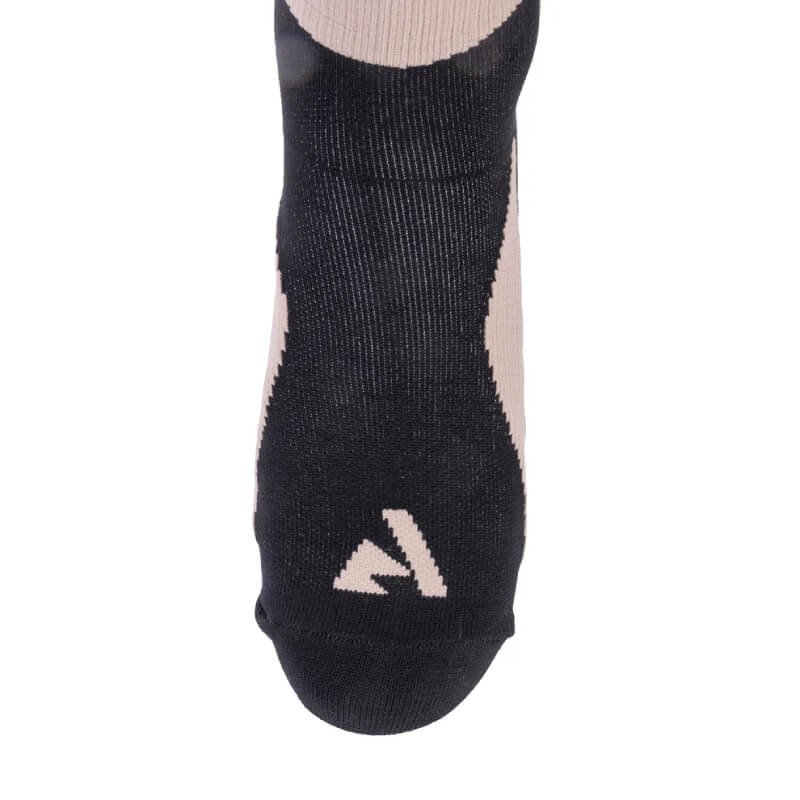Aubrion React Technical Socks Sand: beige/black, moisture control, white A logo near toe.