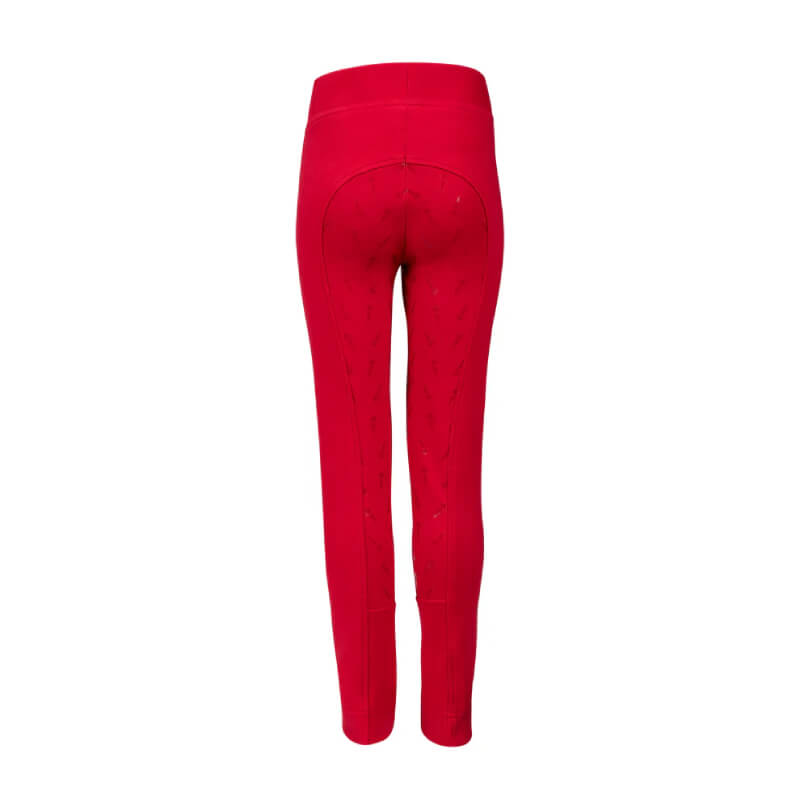 Back view of Shires Winnie & Me Childs Jodhpurs in bright red with seam details.