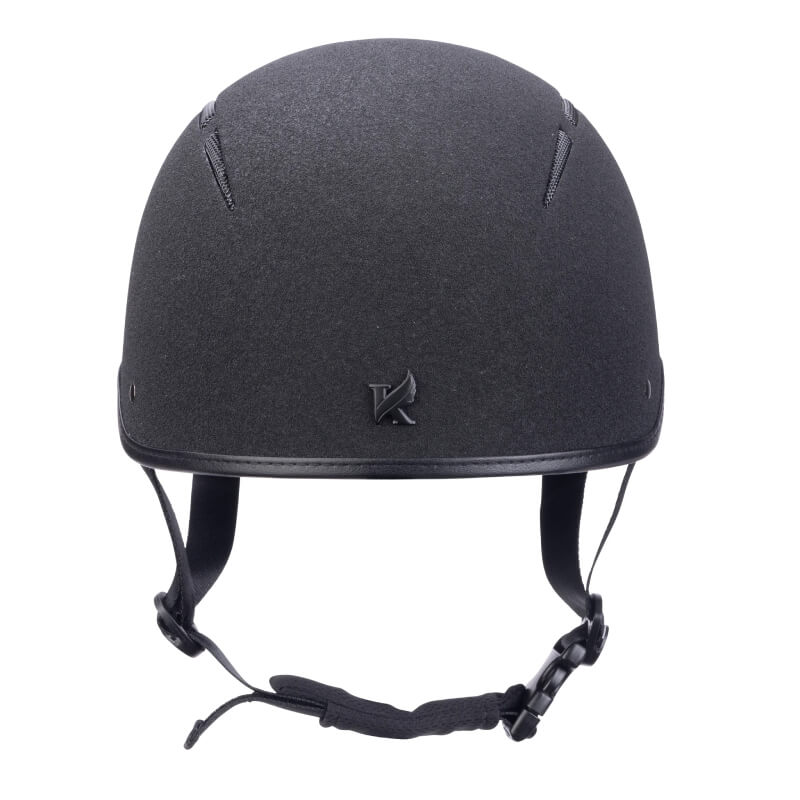 Karben Icon Junior Adjust Jockey Skull Cap Black with adjustable chin strap and ventilation.
