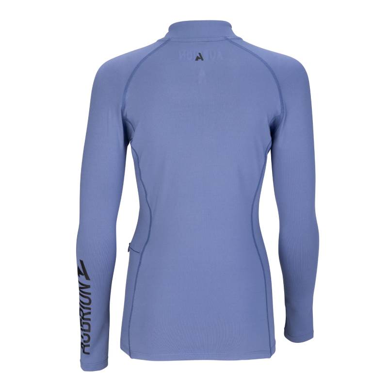 Back view of Aubrion React Winter Baselayer YR Sky with black sleeve text.