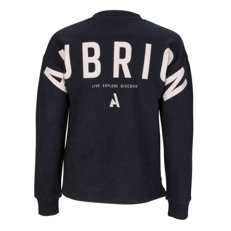 Shires Aubrion React Sweatshirt Young Rider Shadow, black, with small white left chest logo.