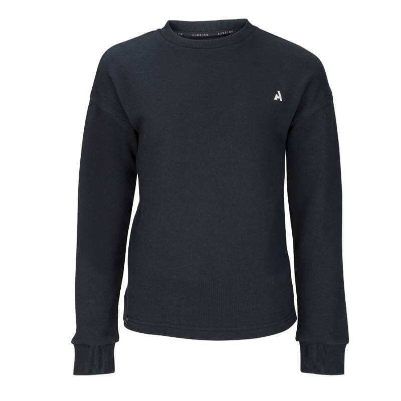 Shires Aubrion React Sweatshirt Young Rider Shadow, black, with small white left chest logo.