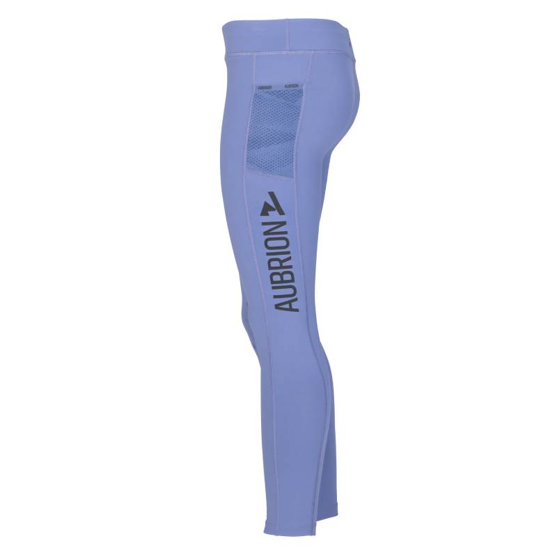 Side view of Aubrion React Non-Stop Riding Tights YR Sky with mesh and silicone grips.