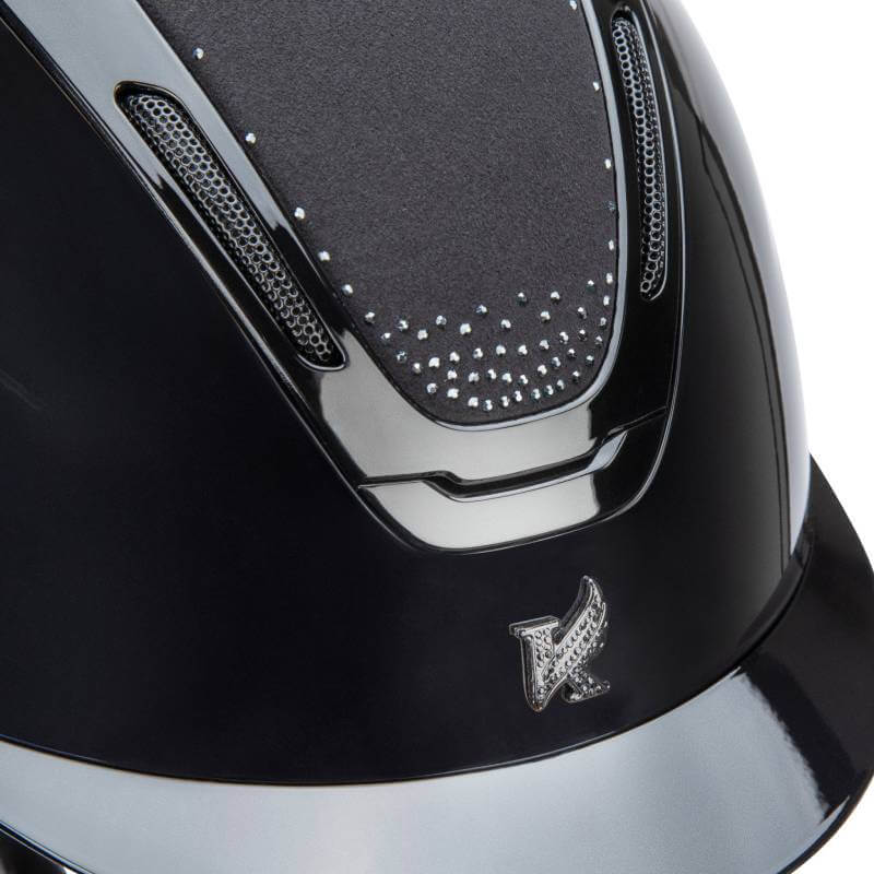 Shires Karben Amity SPKL Riding Hat Black—sleek, sparkly with silver vents and rhinestones.