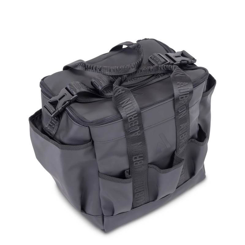 Aubrion React Large Grooming Kit Bag Black with handles, side pockets, and buckle closures.