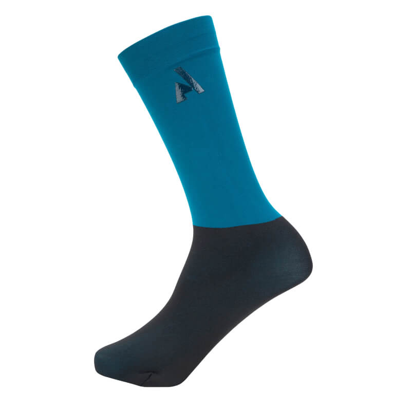 Aubrion React Performance Socks Kingfisher: blue/black, knee-length with small top logo.