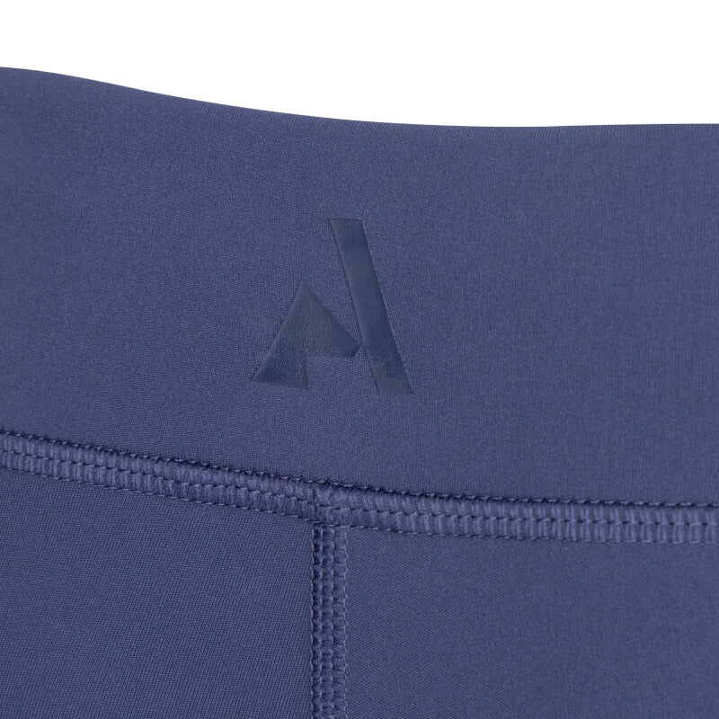 Aubrion React Non-Stop Riding Tights Young Rider Midnight, with stitching and A logo on waistband.