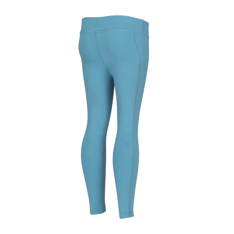 Aubrion React Non-Stop Riding Tights Young Rider Haze, back view, 4-way stretch fabric.