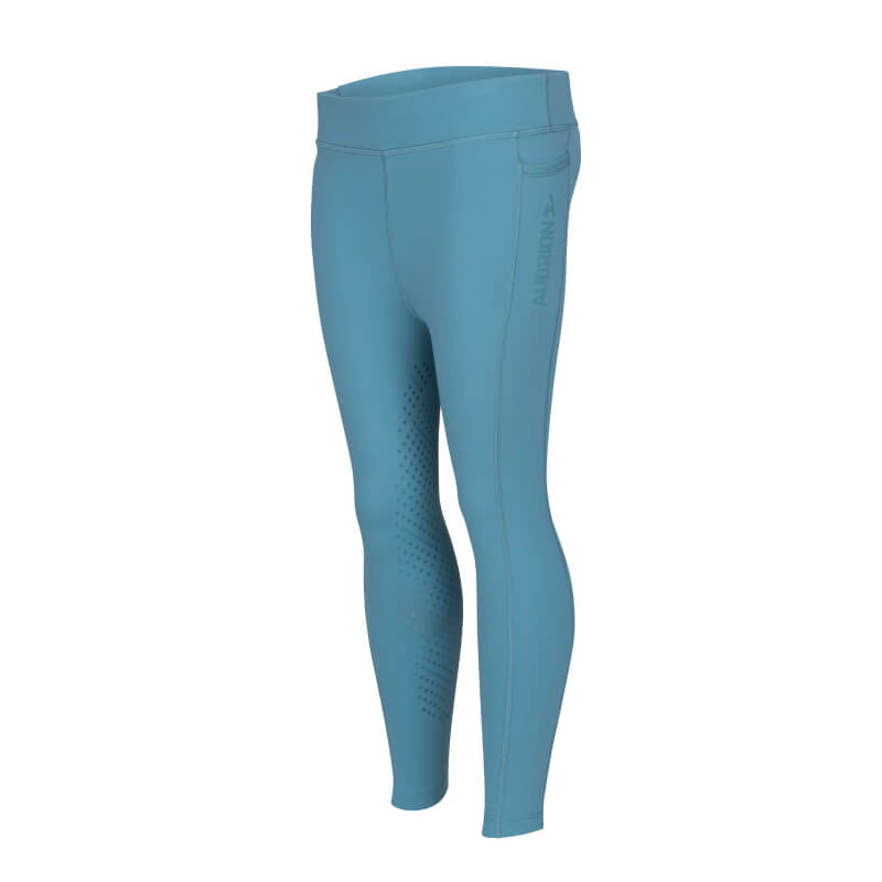 Aubrion React Non-Stop Riding Tights Haze: high waist, side pocket, textured inner leg grip.