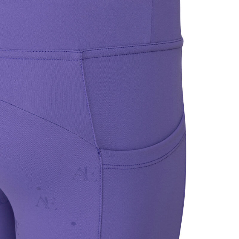 Aubrion Young Rider Riding Tights Heather with side pocket and visible stitching details.