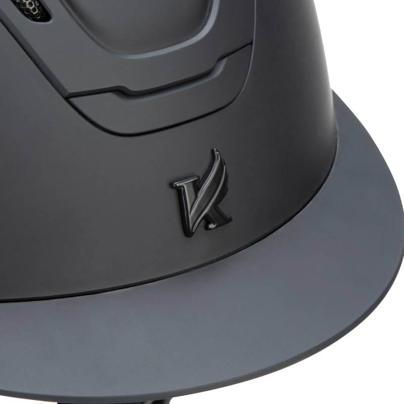 Shires Karben Amity SMRT Riding Hat Black with raised K logo for safety.