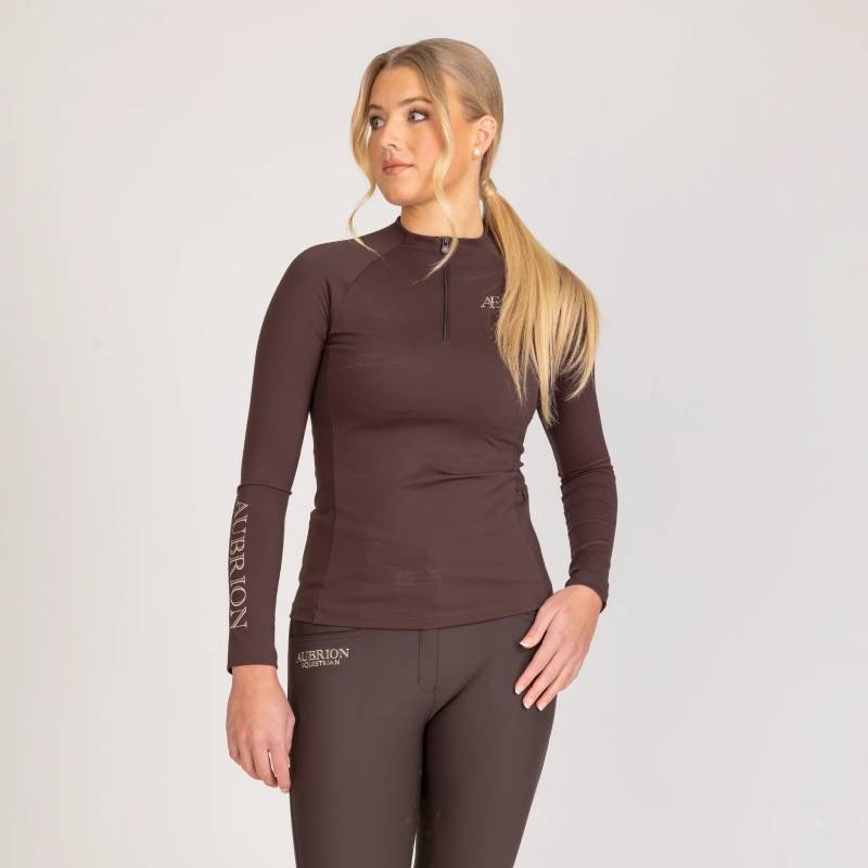 Aubrion Equestrian Winter Long Sleeve Base Layer Espresso