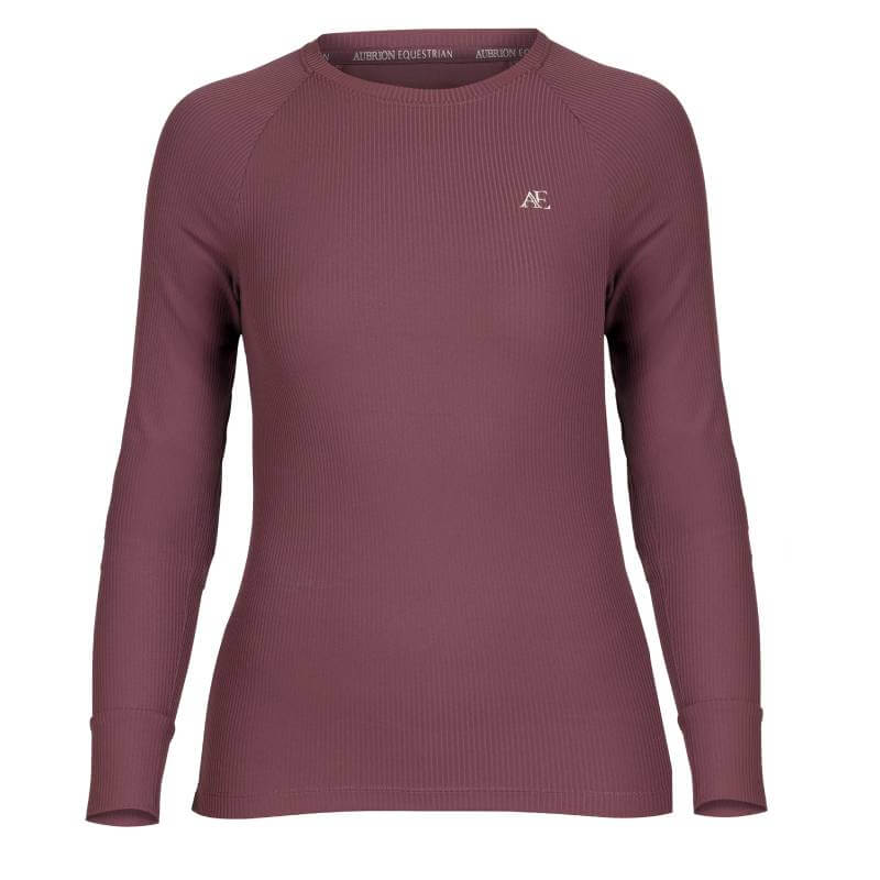 Aubrion Equestrian Ribbed Long Sleeve Top Thistle